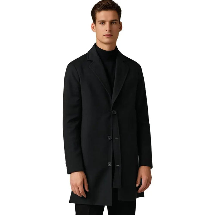Mens Wool Effect Tailored Long Overcoat Winter