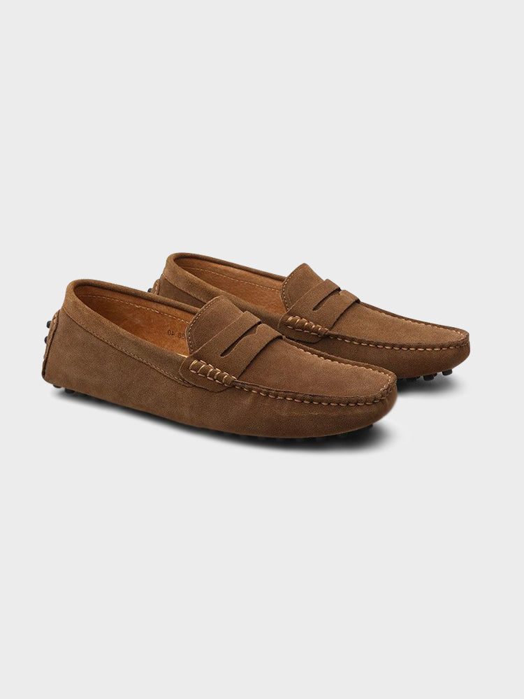 Mens Suede Penny Loafer Slip On Dress Shoe