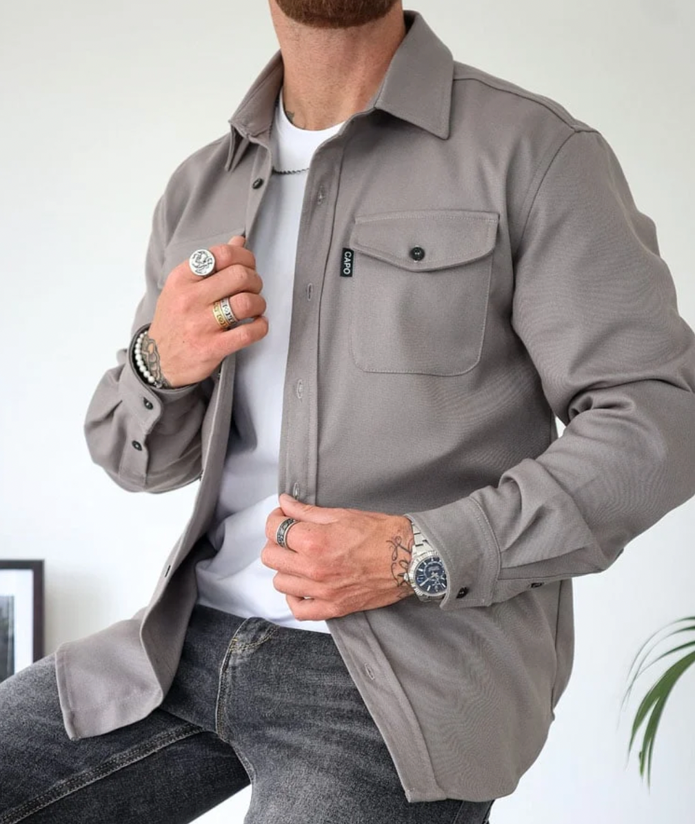 Mens Flannel Shirt Jacket Button Front Chest Pockets