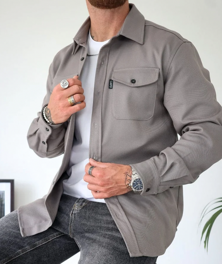 Mens Flannel Shirt Jacket Button Front Chest Pockets