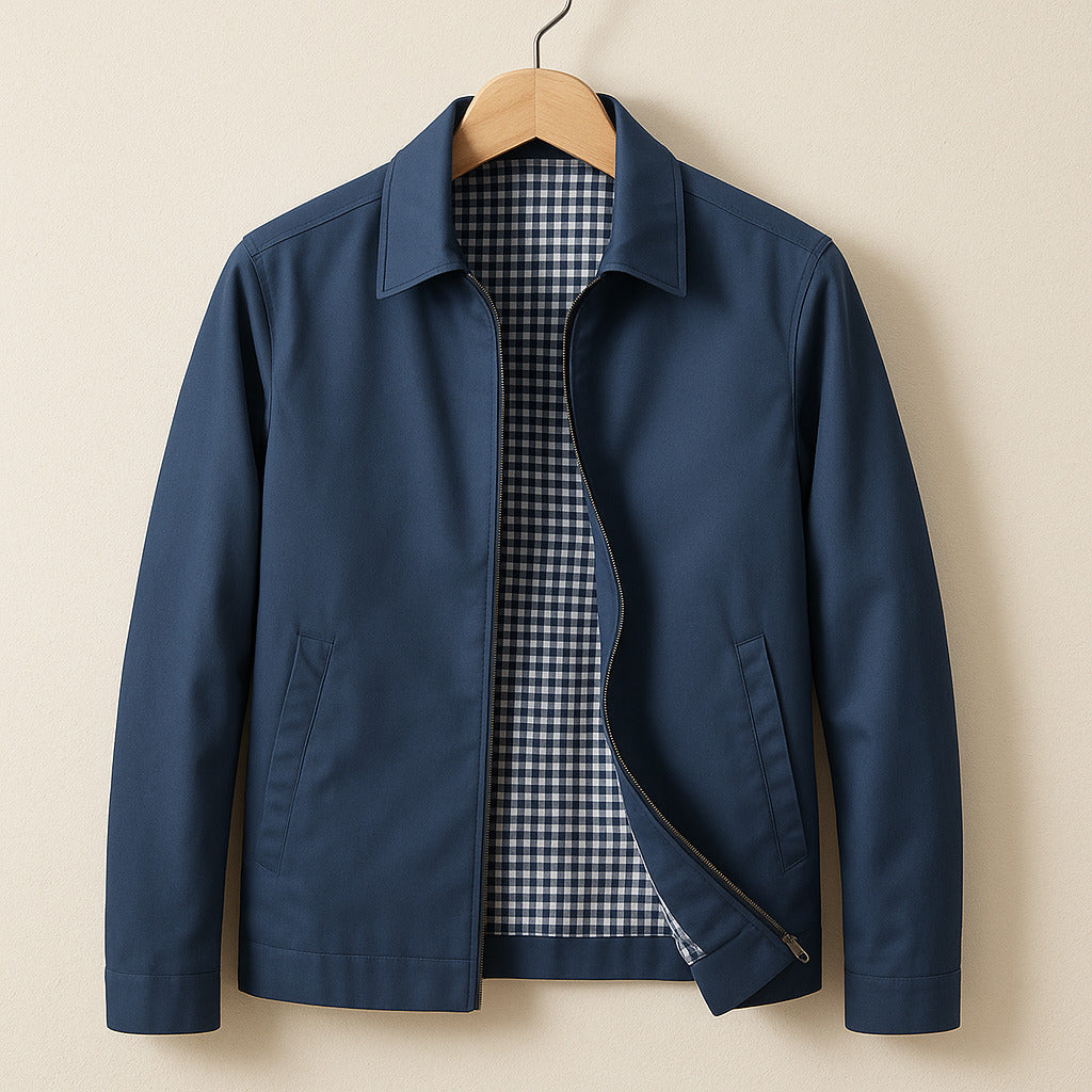 Mens Lined Zip Up Jacket Sharp Cut Low Bulk