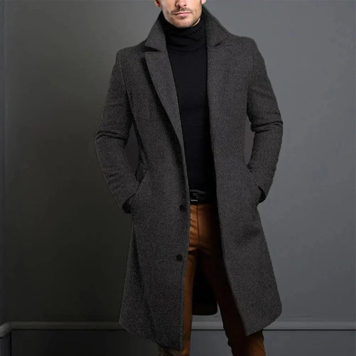 Mens Wool Effect Tailored Long Overcoat Winter
