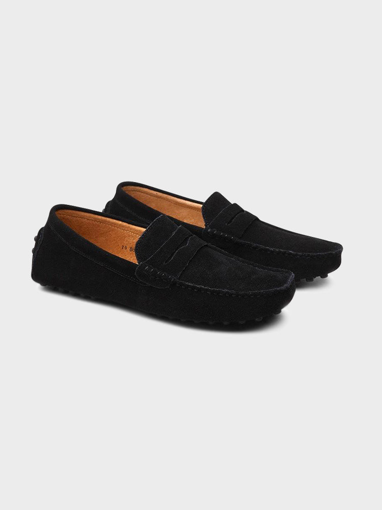 Mens Suede Penny Loafer Slip On Dress Shoe
