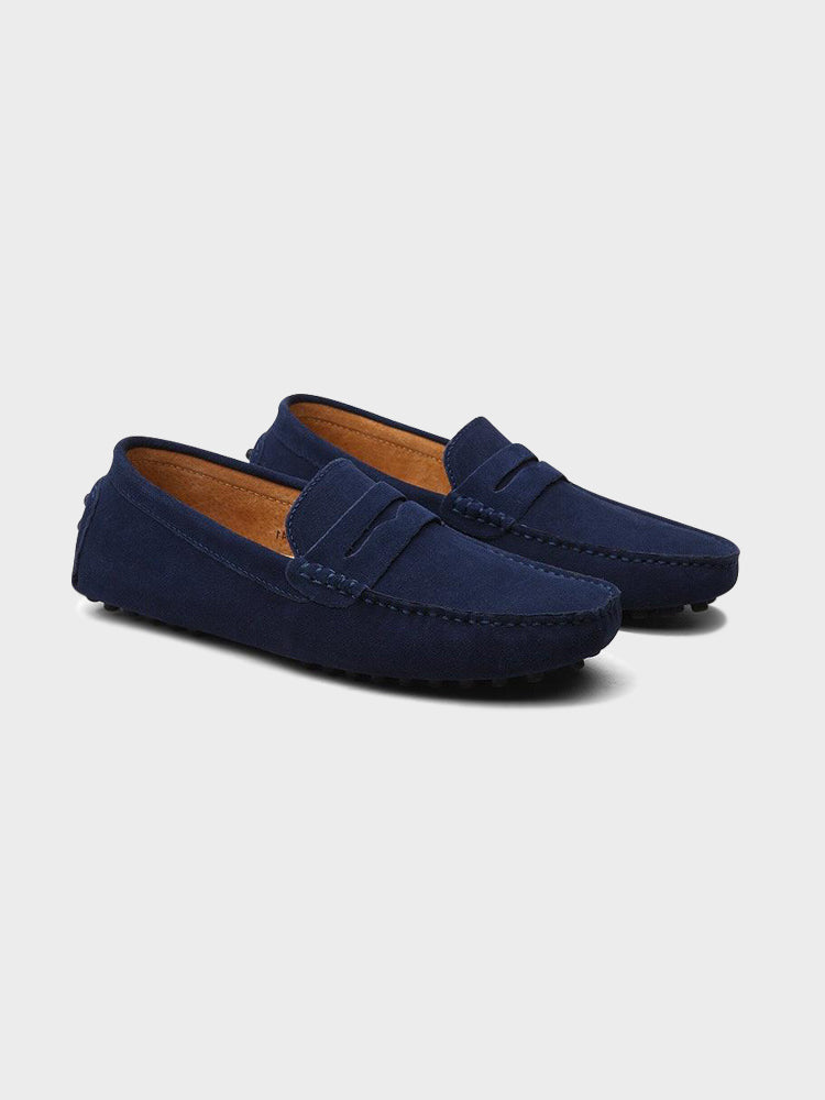 Mens Suede Penny Loafer Slip On Dress Shoe