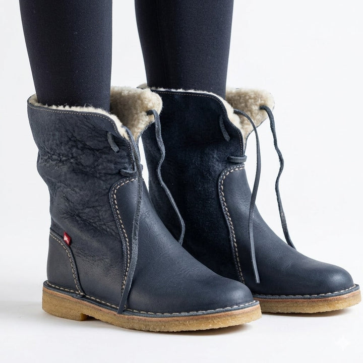 Faux Shearling Lined Winter Boots Women Mid Calf