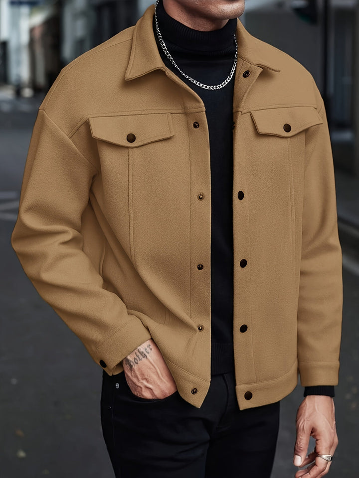 Mens Snap Button Trucker Jacket Relaxed Fit