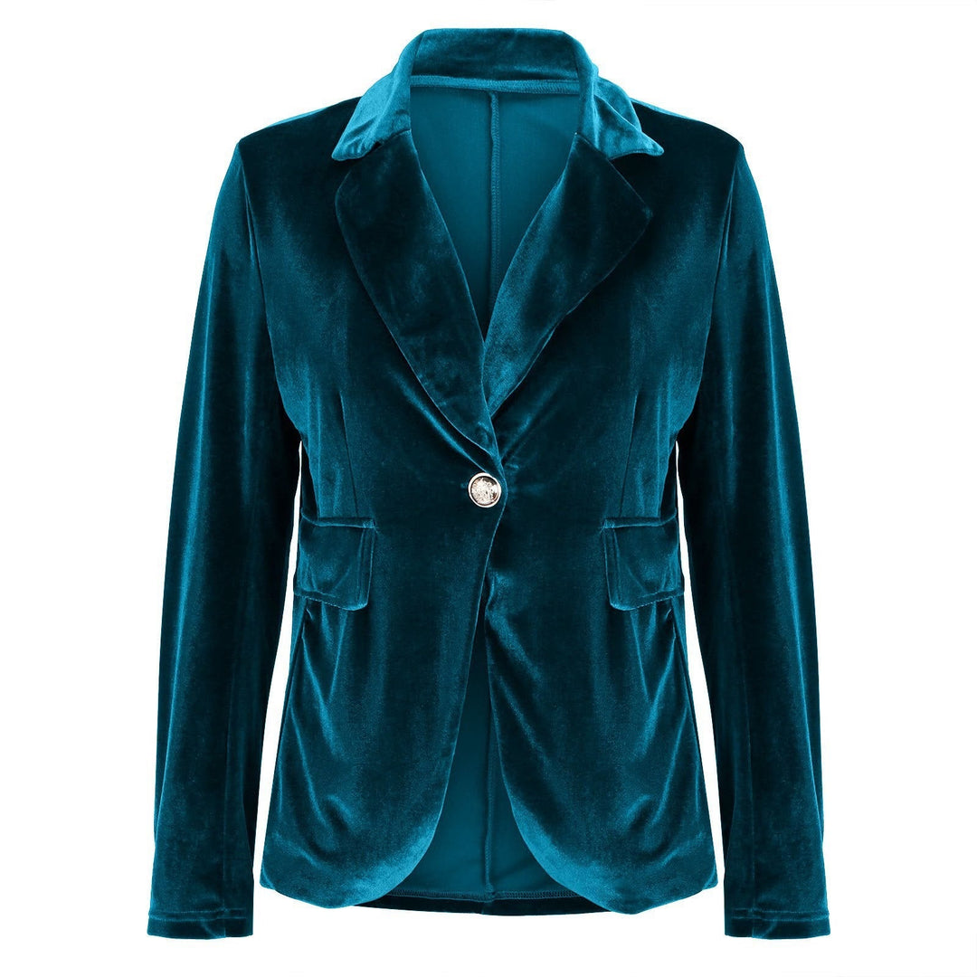 Women Velvet Blazer Structured Tailored Evening Jacket