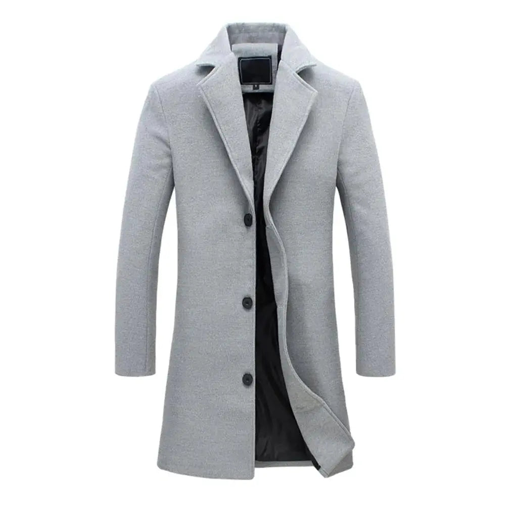 Mens Wool Effect Tailored Long Overcoat Winter
