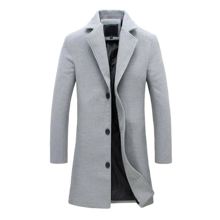 Mens Wool Effect Tailored Long Overcoat Winter