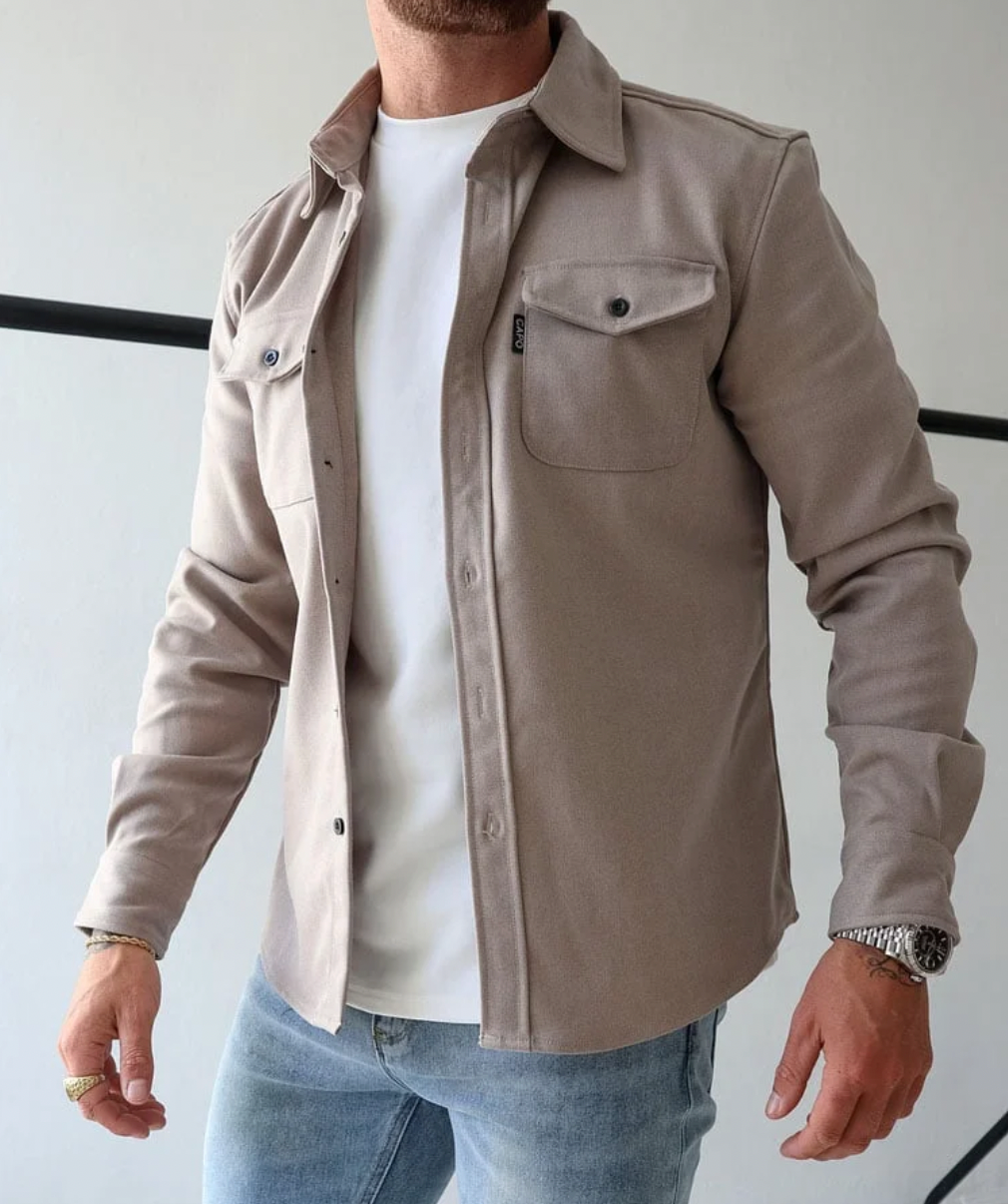 Mens Flannel Shirt Jacket Button Front Chest Pockets