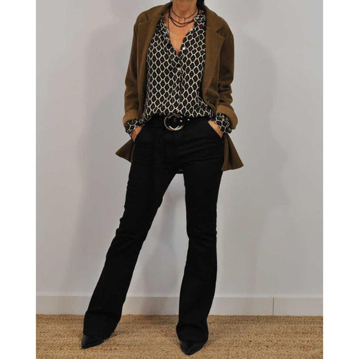 Womens V-Neck Blouse Relaxed Flowy Casual Top