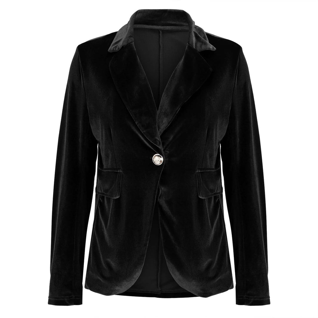 Women Velvet Blazer Structured Tailored Evening Jacket
