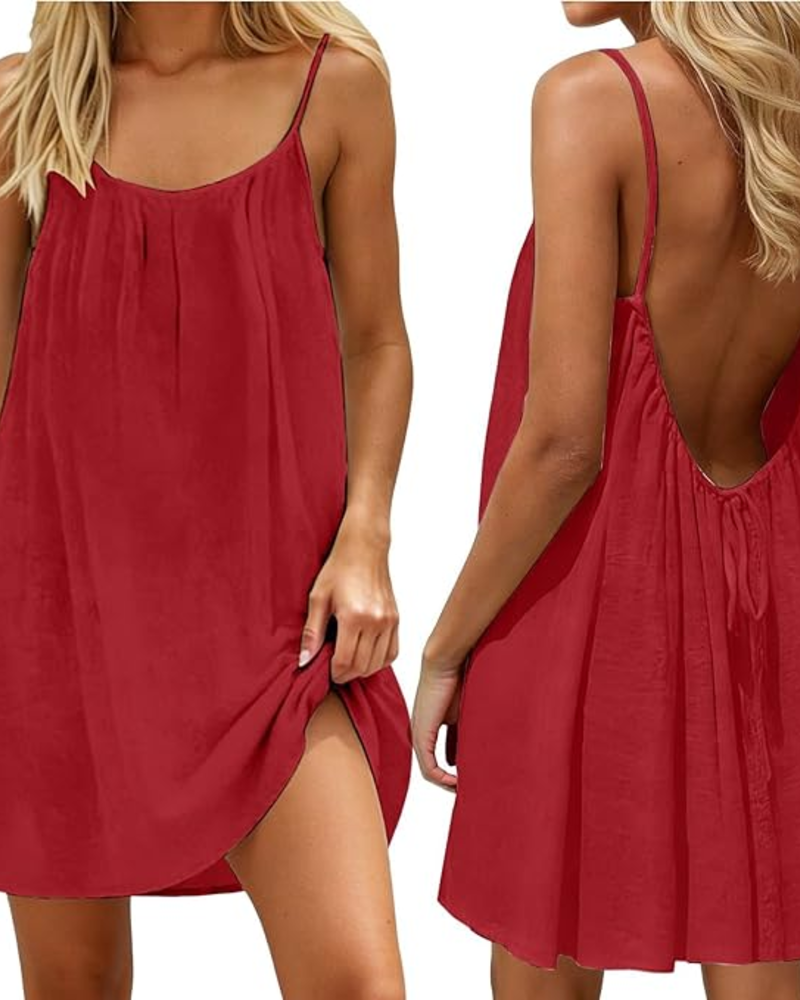 Womens Cotton Linen Dress Loose Fit Boho Summer