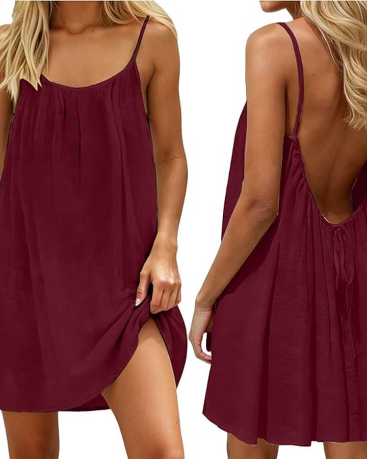 Womens Cotton Linen Dress Loose Fit Boho Summer