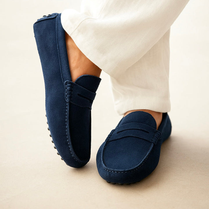 Mens Suede Penny Loafer Slip On Dress Shoe