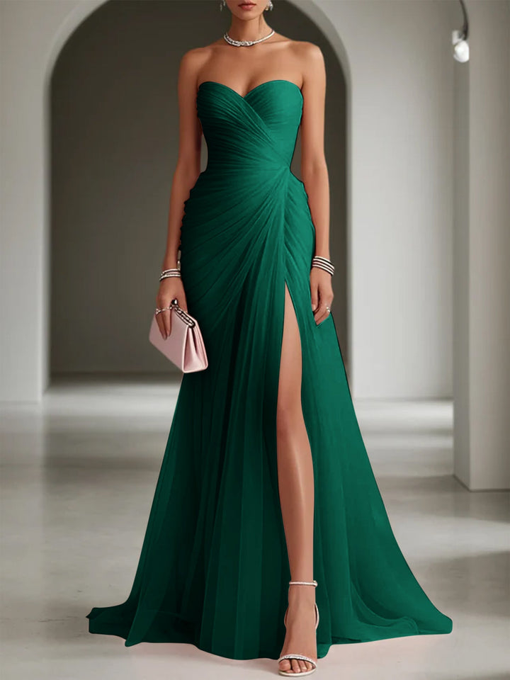 One Shoulder Pleated Maxi Dress for Women Wedding Guest
