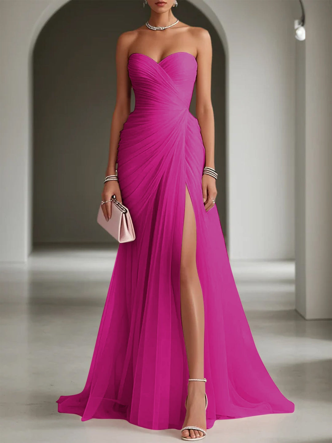 One Shoulder Pleated Maxi Dress for Women Wedding Guest