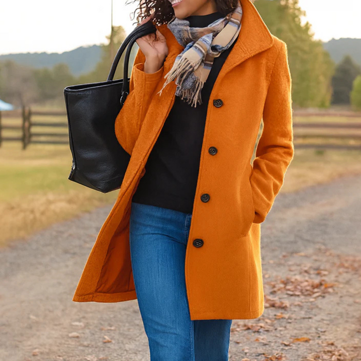 Women's Classic Winter Coat Wool Bouclé Button Front