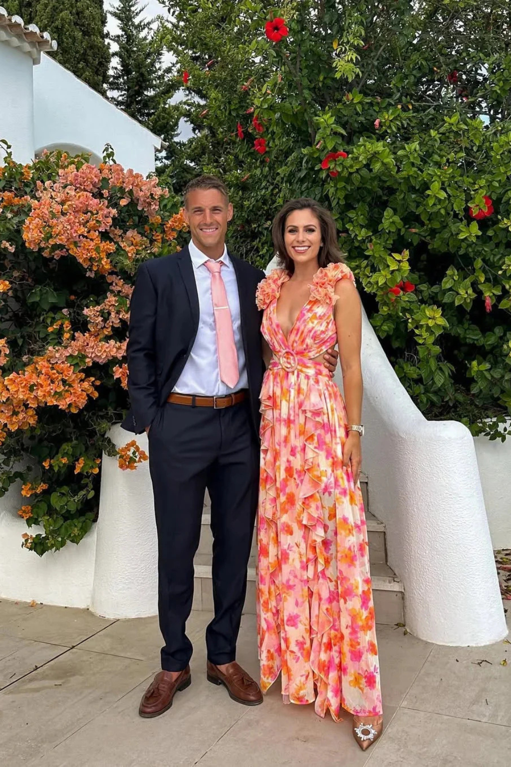Floral Maxi Dress V-Neck Ruffles Wedding Guest Women