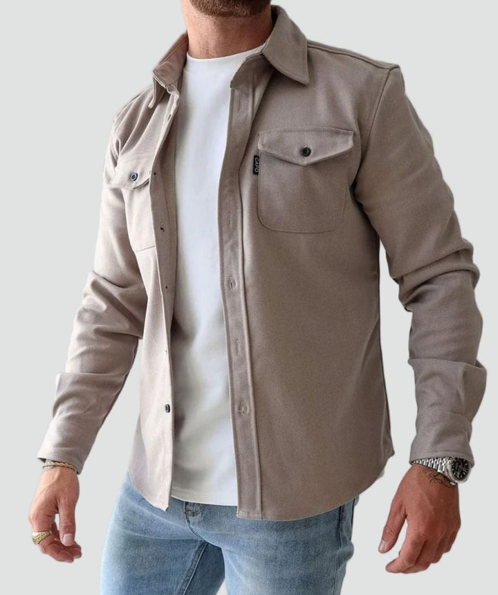 Mens Flannel Shirt Jacket Button Front Chest Pockets