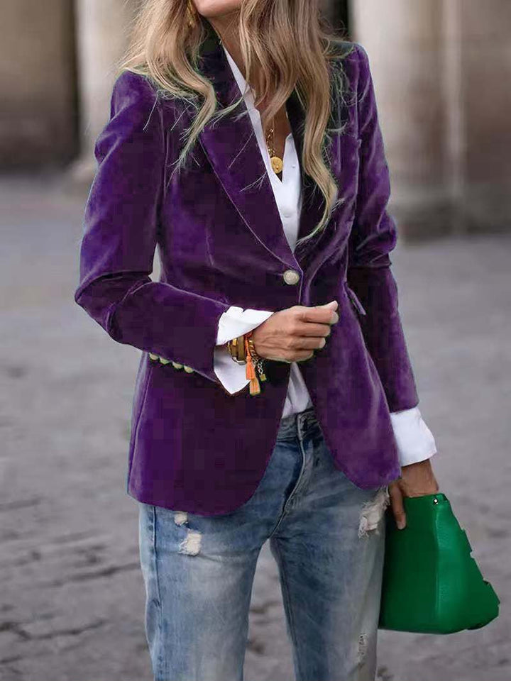 Women Velvet Blazer Structured Tailored Evening Jacket