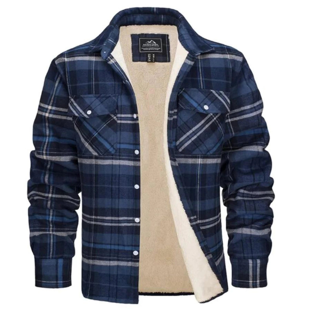 Sherpa Lined Plaid Flannel Shirt Jacket for Men