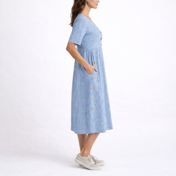 Striped Midi Dress Lightweight Casual Women
