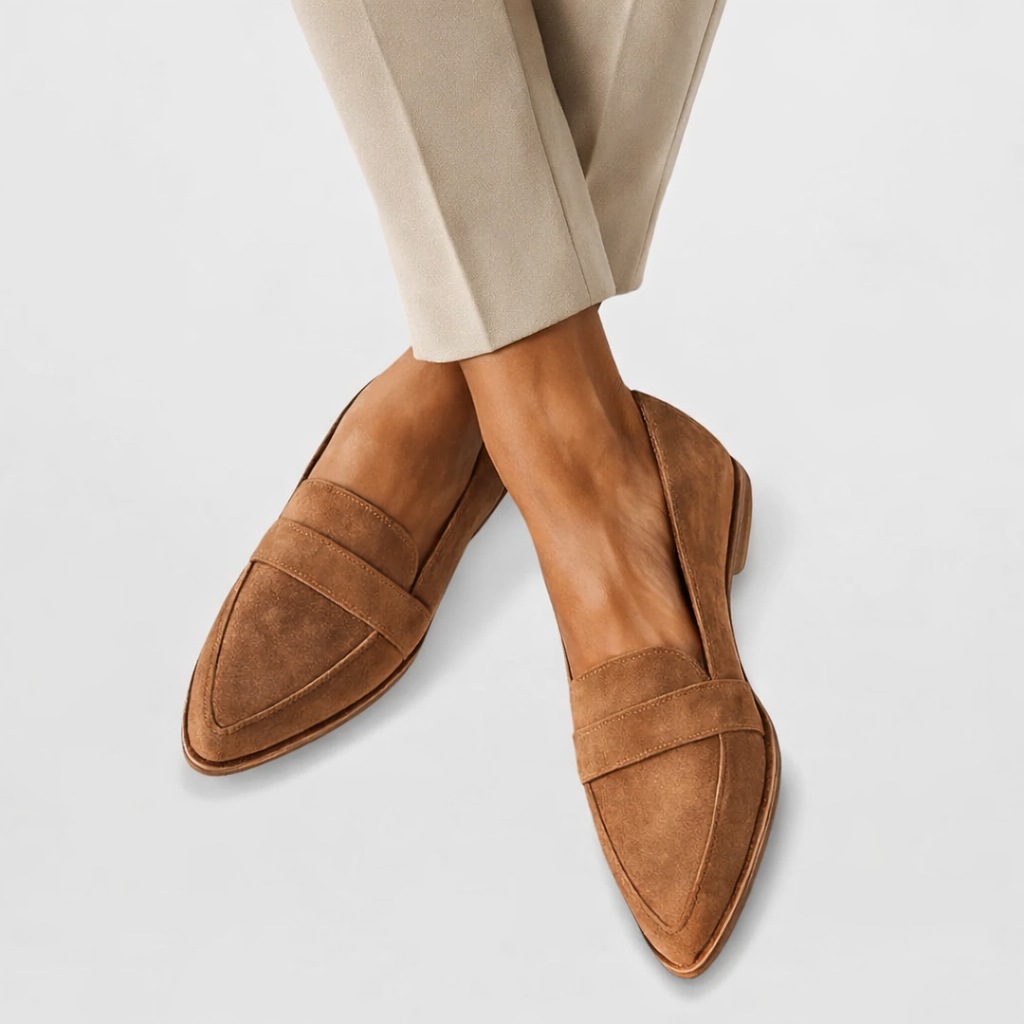 Womens Orthopedic Suede Loafers Elegant Pointed Toe