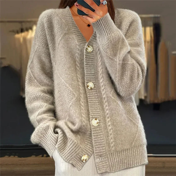 Womens Cashmere Button Cardigan Long Sleeve