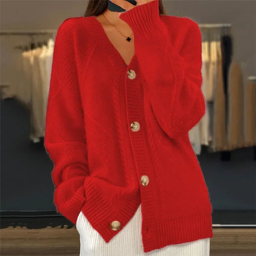 Womens Cashmere Button Cardigan Long Sleeve