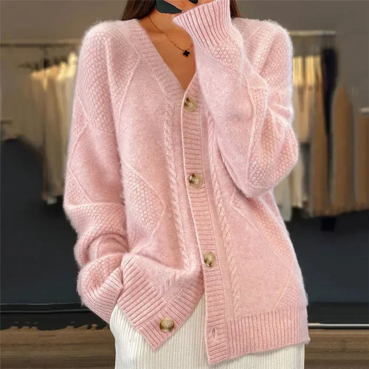 Womens Cashmere Button Cardigan Long Sleeve