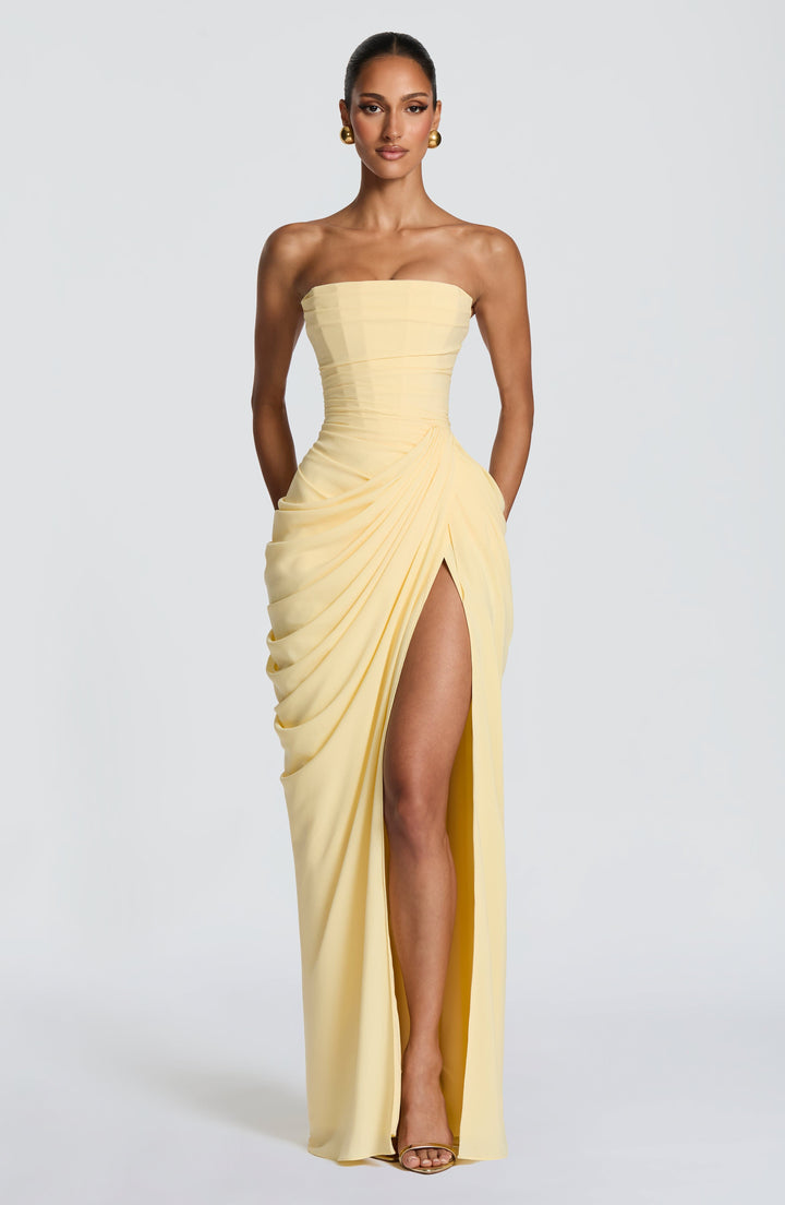 Strapless Ruched Maxi Dress Women Formal Evening