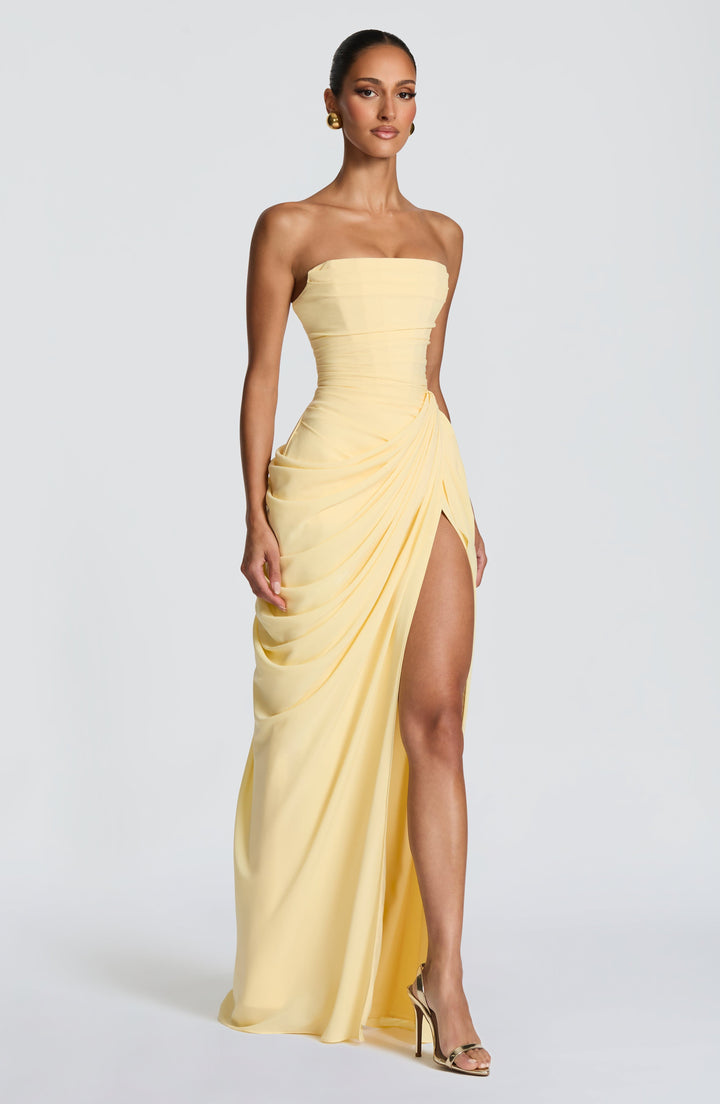 Strapless Ruched Maxi Dress Women Formal Evening