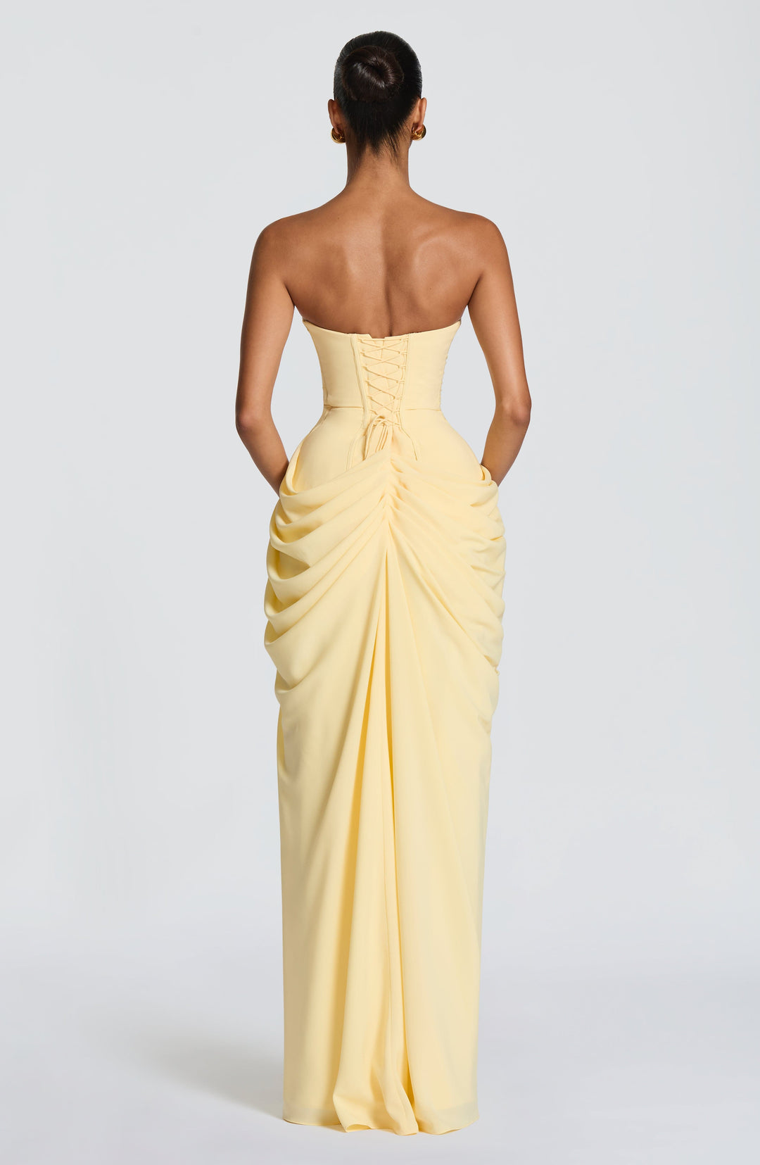 Strapless Ruched Maxi Dress Women Formal Evening