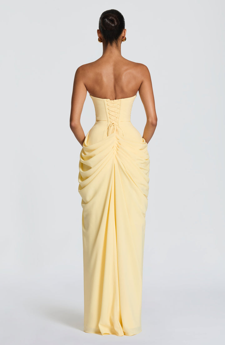 Strapless Ruched Maxi Dress Women Formal Evening