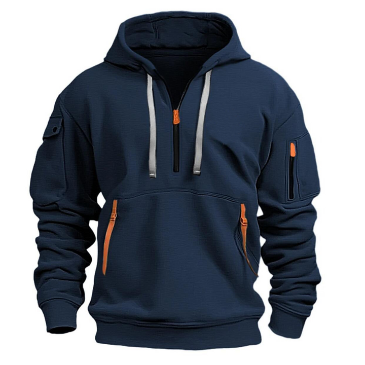 Mens Casual Fleece Hoodie with Zip Pockets