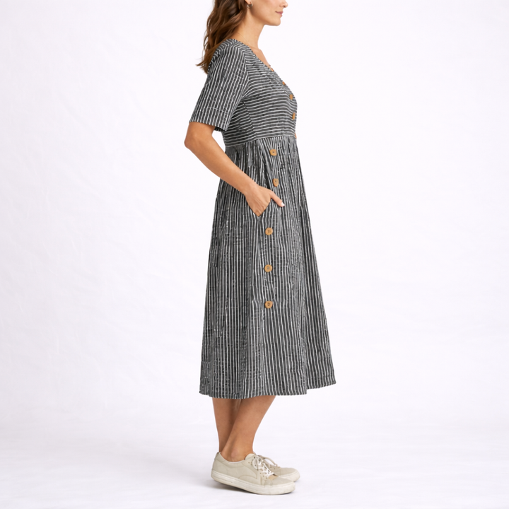Striped Midi Dress Lightweight Casual Women