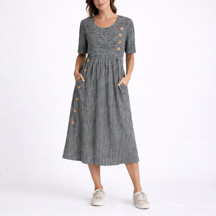 Striped Midi Dress Lightweight Casual Women