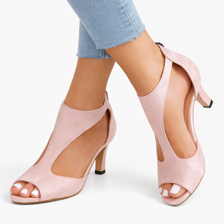 Womens Heeled Sandals Cushioned Orthopedic Cut Out