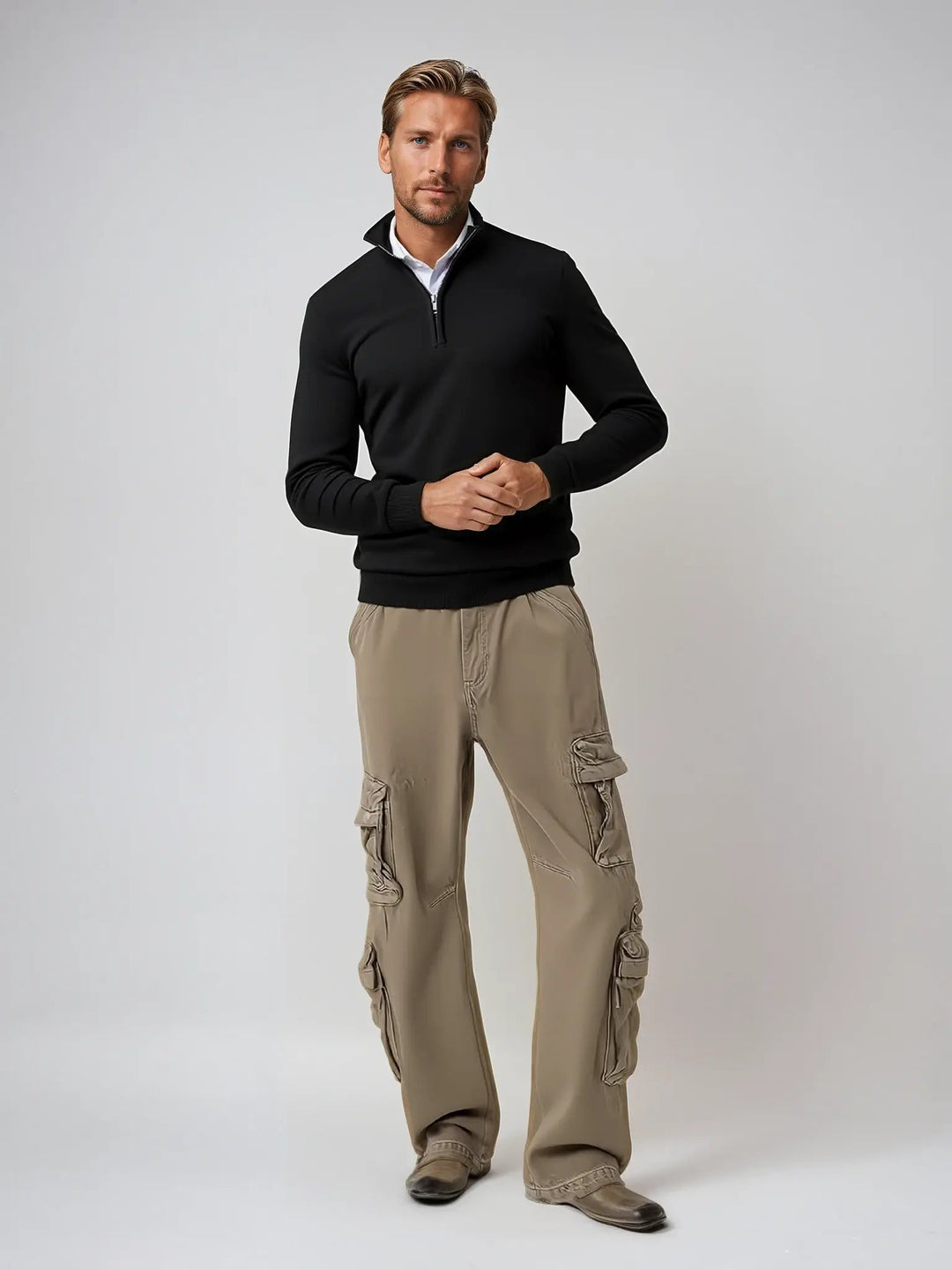 Mens Half Zip Sweater Soft Knit Classic Fit