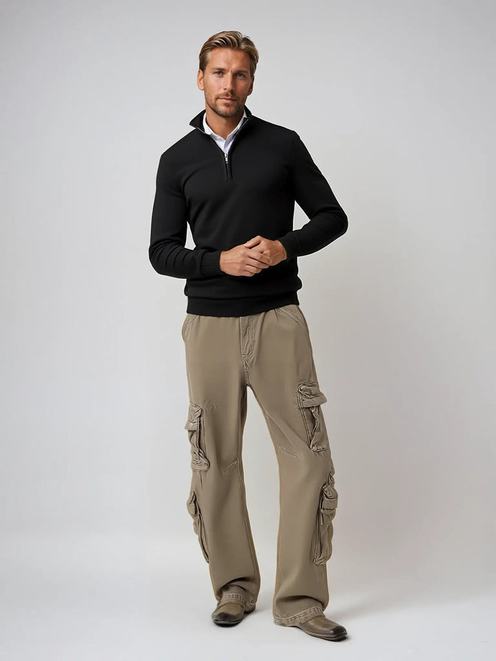 Mens Half Zip Sweater Soft Knit Classic Fit