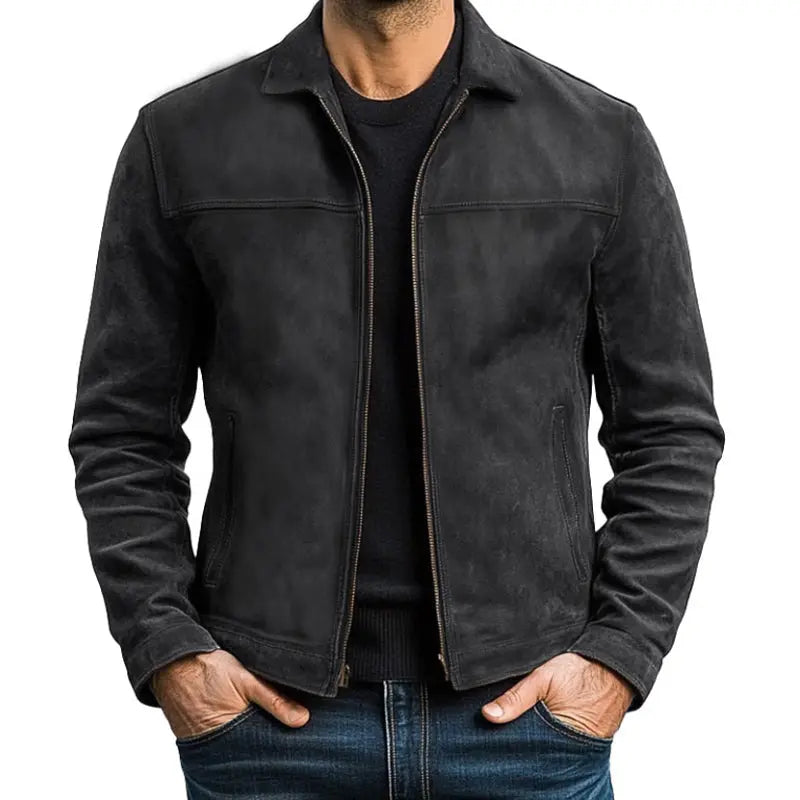 Mens Vintage Leather Look Biker Jacket