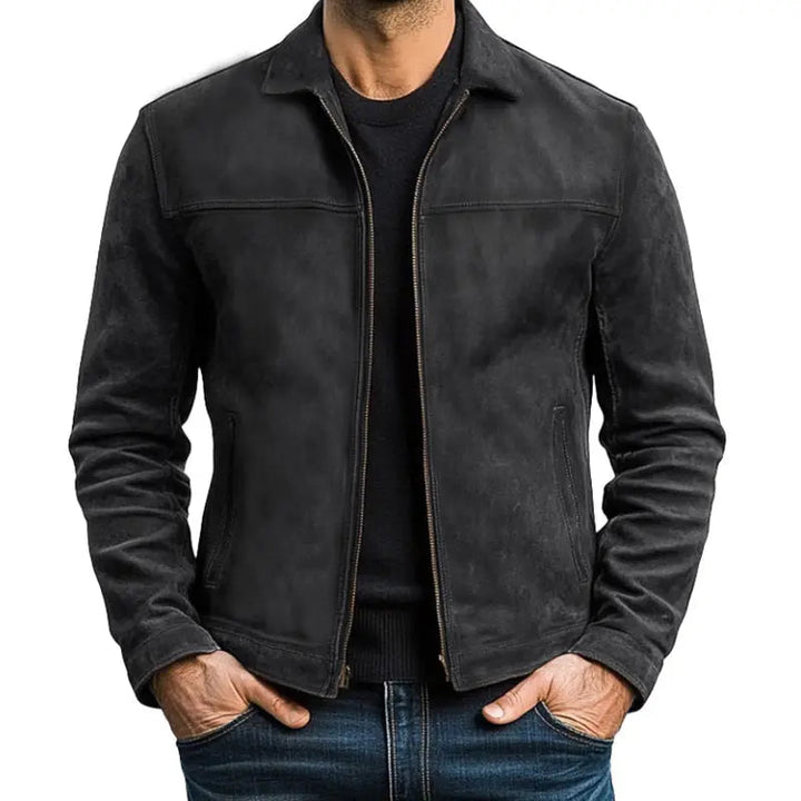 Mens Vintage Leather Look Biker Jacket