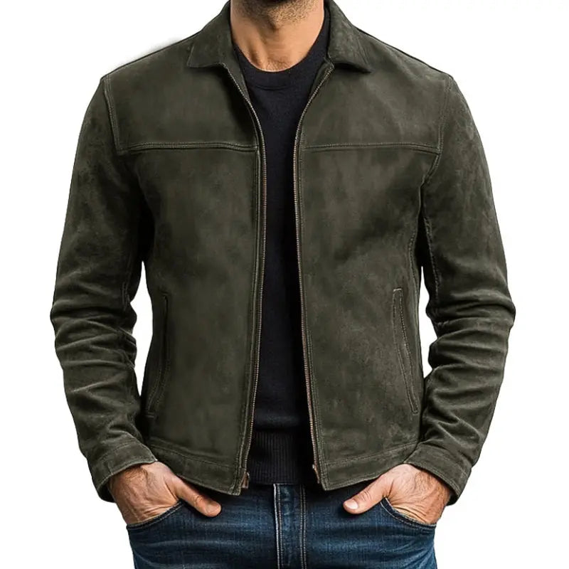 Mens Vintage Leather Look Biker Jacket