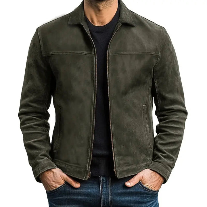 Mens Vintage Leather Look Biker Jacket