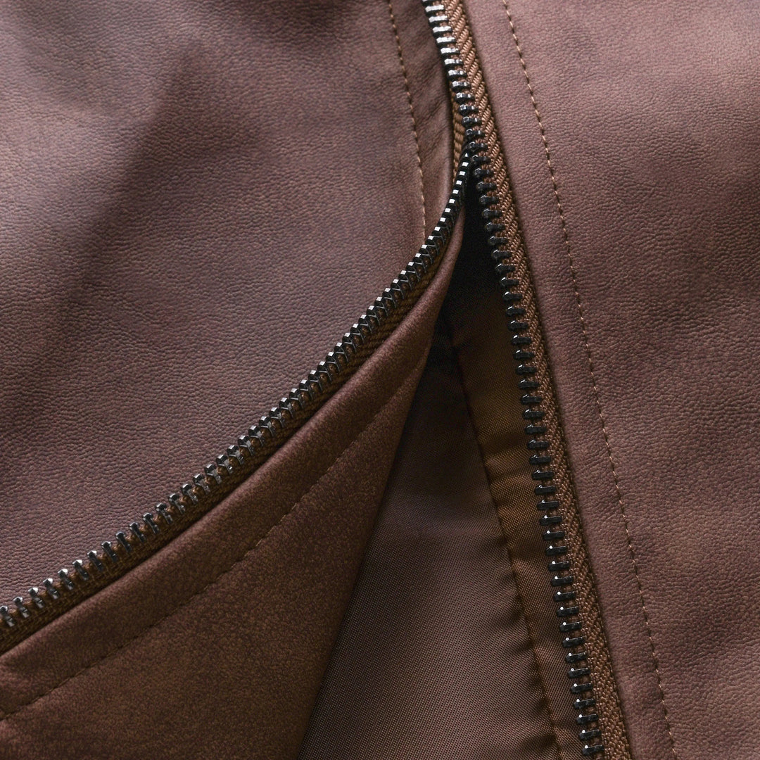 Mens Vintage Leather Look Biker Jacket