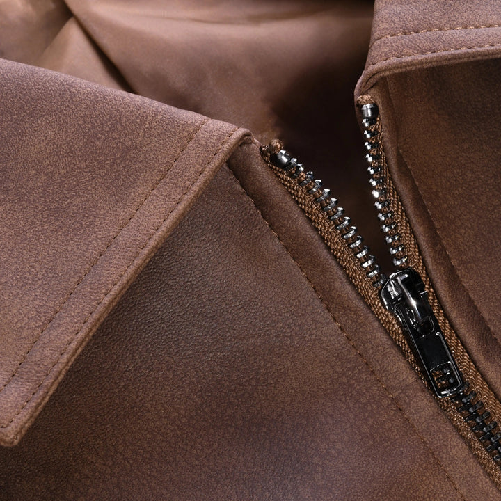 Mens Vintage Leather Look Biker Jacket