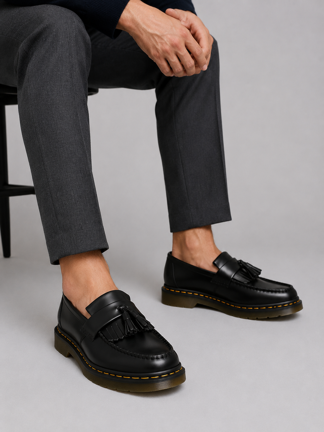 Mens Leather Tassel Loafers Smart Casual Slip On