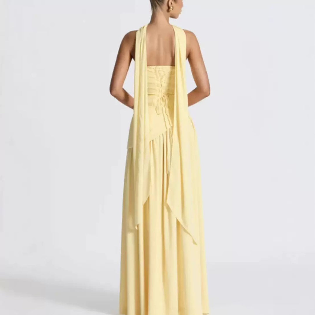 Strapless Maxi Dress with Leg Slit for Women