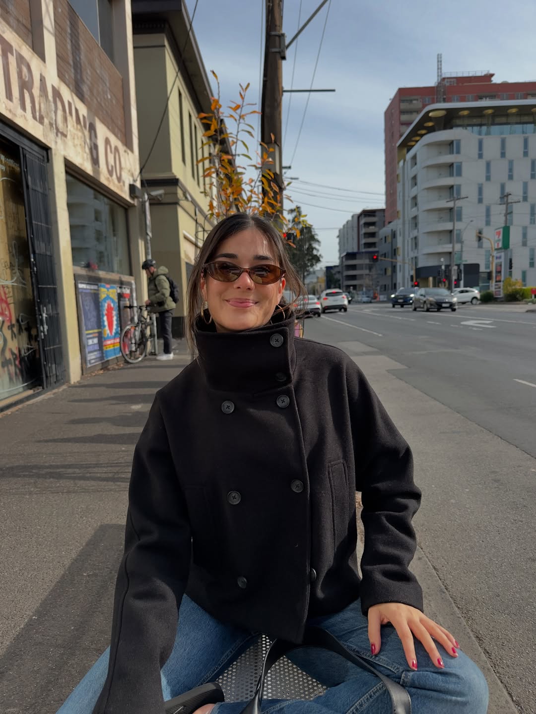 Women's Oversized Double-Breasted Jacket Stand Collar